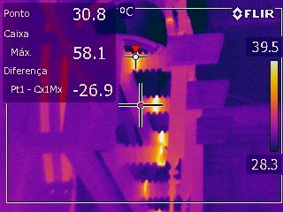 Fuga em isoladores de média tensão detectada na termografia